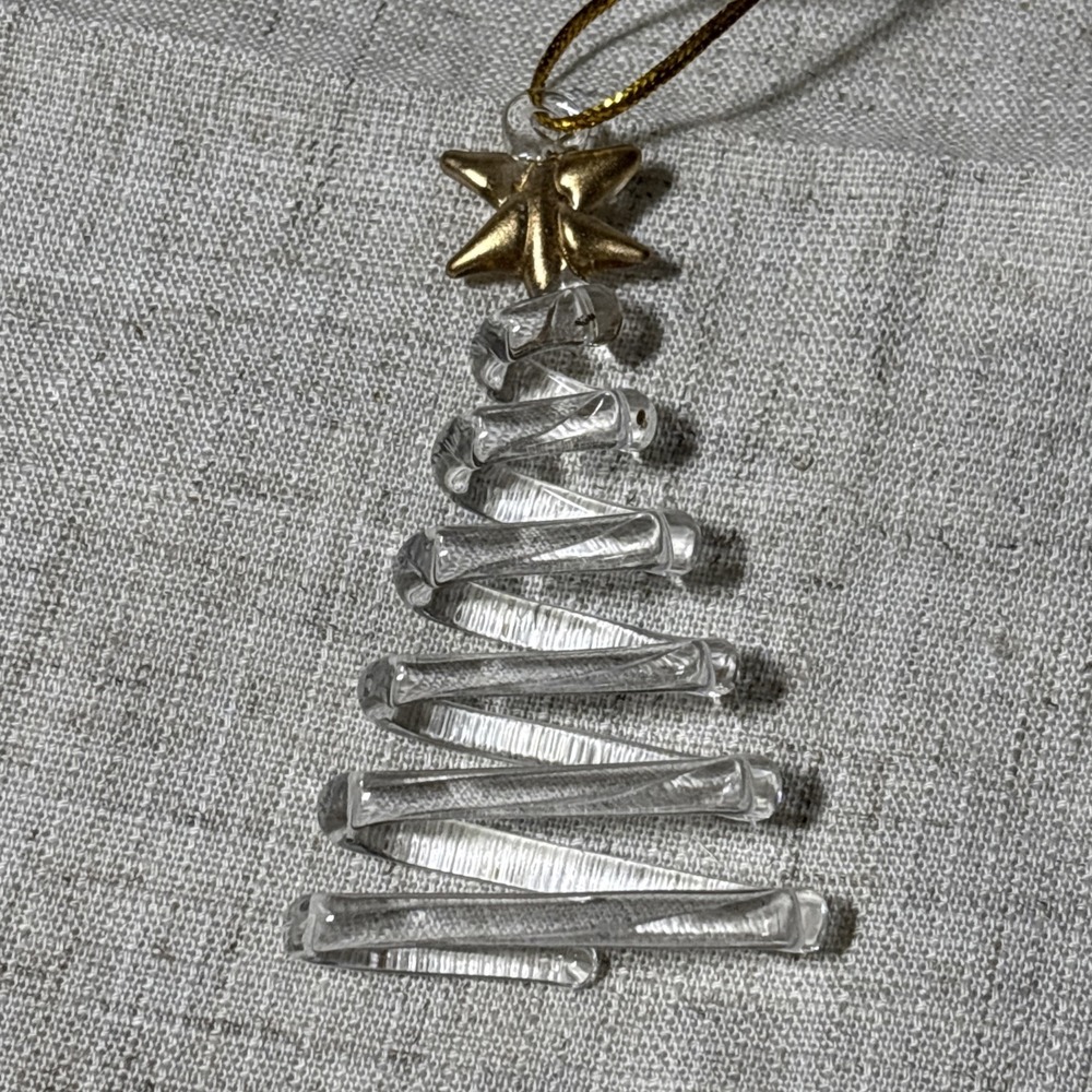 Vintage Spun Art Glass, 2.75 in, Christmas Tree with Gold Star, Hand Crafted